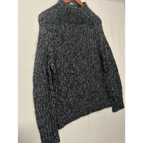 Express Women's Black Silver Metallic Marled Mock Neck Sweater Large - Picture 4 of 9